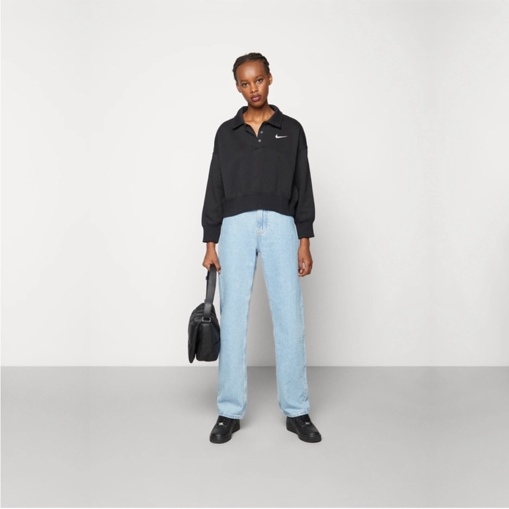 New Nike Phoenix Fleece three quarter Sleeve Crop Polo Sweatshirt - Womens XS - Picture 4 of 10